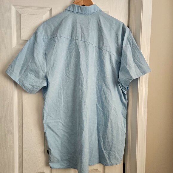 Volcom Men's XXL Light Blue Cotton Button Up Shirt Short Sleeve Modern Fit - Picture 10 of 12